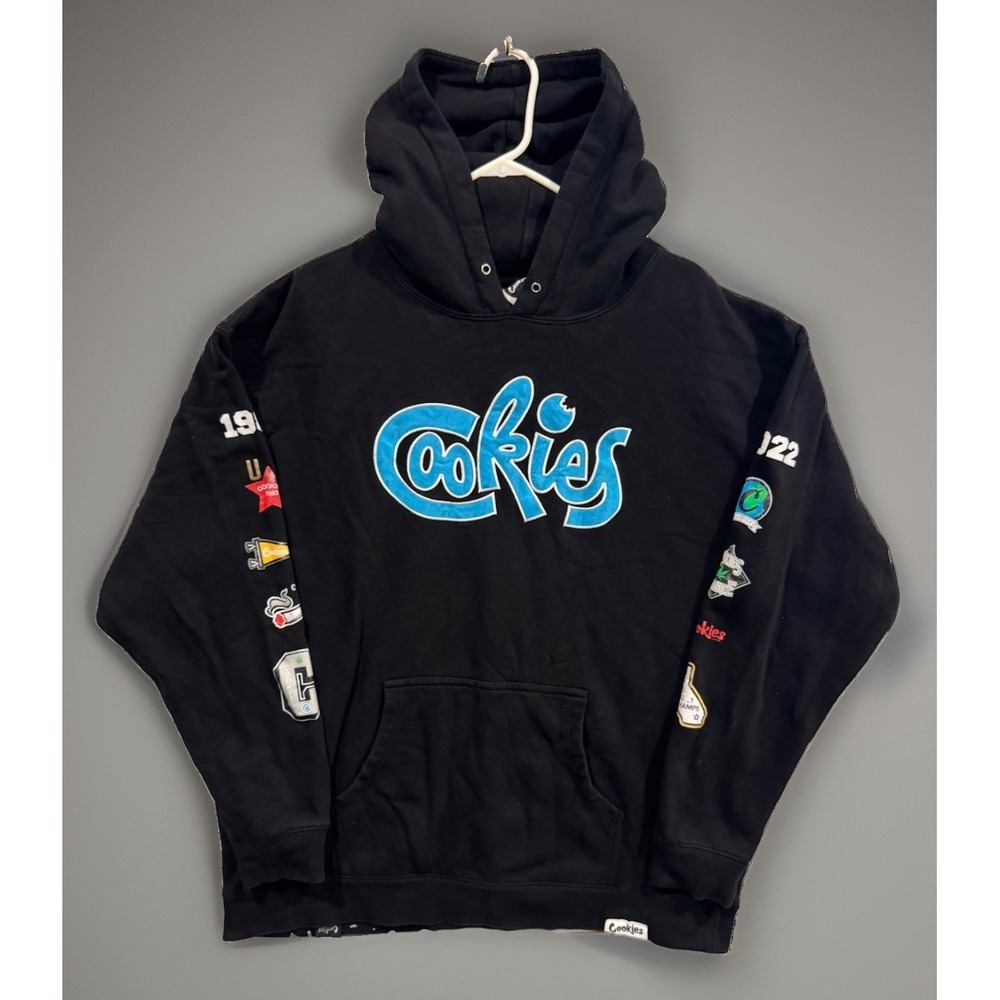 Cookies SF Hoodie Sz 2XL Black Chest Embroidered Logo Sleeve Graphic Sweatshirt